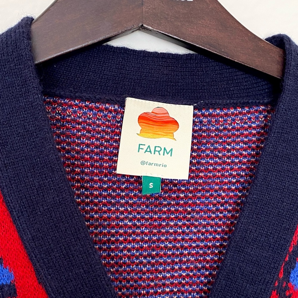 FARM RIO “Mixed Leopards” Spot Cardigan in Blue Multi - Picture 4 of 15